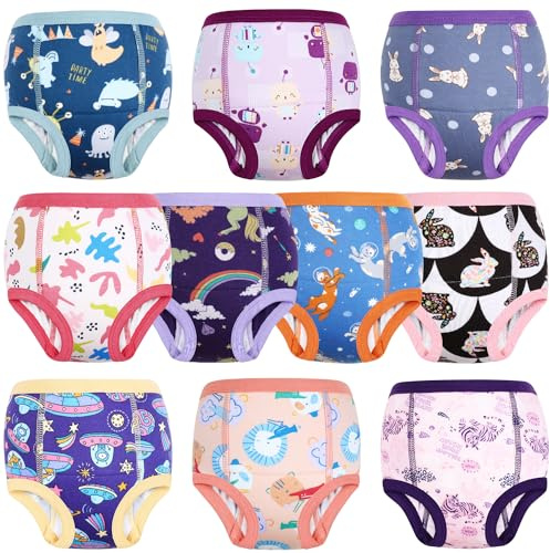 MOEMOE BABY Calzones de entrenamiento, Pantalones de entrenamiento para bebé,10 unidad, 100% Algodón Absorbentes Bragas de Aprendizaje para niños de Ragazzi 2 a 9 años
