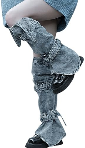 Gothic ausgestellte Beinstulpen für Damen, Harajuku, Punk, Rock, Bandage, Knie, Fußabdeckung, asymmetrische Stiefelstulpen, Streetwear, Stiefelstulpen, Beinstulpen