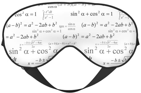 Schlafmaske für Frauen und Männer, weiche Augenmaske mit mathematischem Formelmuster, Reisemaske zum Schlafen, Schlafmaske mit verstellbarer Schnalle für Frauen und Männer