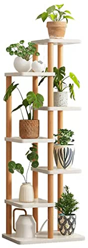 CCYENG Pflanzenständer mit 7 Ebenen, Pflanzenständer aus Holz, Höhe 8 Topf, Blumentopfständer, Blumentopfständer für drinnen und draußen, Blumentopf-Präsentationsregal