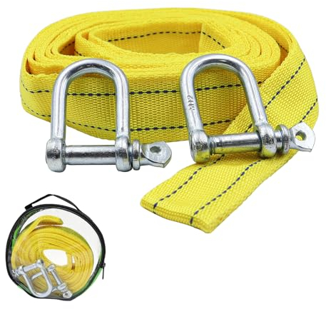 Abschleppseil Auto 4 Meter 5 Tonnen Abschleppseil Pkw Abschleppseil mit 2 U-förmiger Haken und Aufbewahrungstasche für Off-Road,Auto,LKW,Wohnmobil,SUV Recovery und Abschleppen