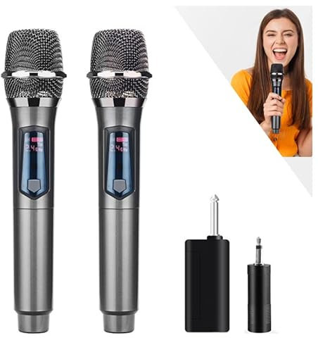 HUACAM Microphone sans Fil 2,4G,Microphone Dynamique sans Fil avec récepteur Rechargeable, Plug and Play, adapté pour la Voix, Mariage, église, système de sonorisation (W68-2.4g)