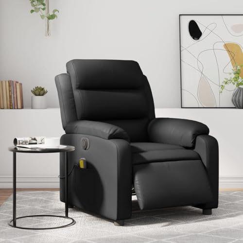 Homgoday Massagesessel Elektrisch Fernsehsessel Relaxsessel mit Liegefunktion, Ruhesessel TV Sessel Polstersessel, Verstellbare Rückenlehne, für Wohnzimmer Schwarz Kunstleder