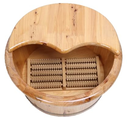 RR-YRN Wooden Foot Basin with Lid Spa Sauna Pedicure Bucket Foot Bath with Massage for Soothing Soaks and Relaxing Massages