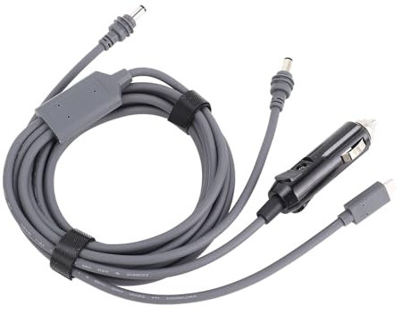 Fockety Cable Satelital 3 en 1 de 20 M, 65,6 Pies, 18 AWG, CC Tipo C, 12 V, 24 V a CC, Cable de Alimentación a Prueba de Agua para Mini Antena Parabólica, con Plug and Play, Compatible,
