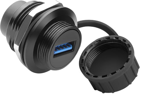 QIANRENON Filetage USB C vers USB 3.0 - Fixation de données - Connecteur USB type C femelle vers USB 3.0 femelle - Montage en bulk head - Adaptateur étanche USB C vers A - Prise 5 Gbps 5 V/1,5 A