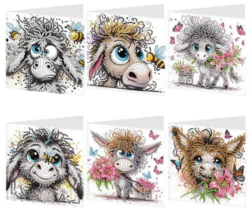 JUCHRZEY 14D DIY Diamond Art Painting Karten Ostern, Easter Osterkarten Bastelset Feiertags Gruß Karte for Familie und Freunde