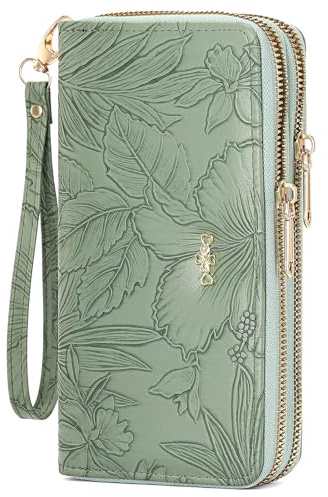 SENDEFN Geldbörse Damen im Langformat mit Doppelreißverschluss, Clutch Wallet mit Münzfach und abnehmbarem Handschlaufe