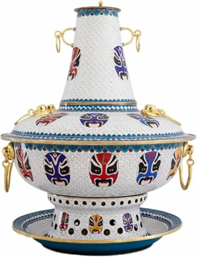 HOTAPEPU Pentola di Rame Puro Caldo, Antico Pentola di Alcol Cloisonne per La Casa, Stufa Alcolica Individuale, Piccolo Fuoco, Antiaderente ~/