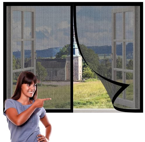 Moustiquaire Fenêtre Sans Perçage 210 x 237 cm Rideau Moustiquaire Fenetre Aimantée Aimant Arrêt Automatique pour Baie Vitree Fenetre Coulissante, Noir