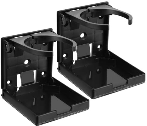 2pcs Adjustable Folding Cup Holder, Car Wall Mount Water Drink Coffee Bottle Holder with Screws, Fit Most Size Mugs Bottle, for Truck RV Van Boat Camper Caravan Marine (Diamond Pattern)
