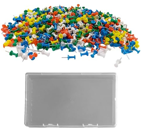 600 Stück YceLon Mehrfarbige Reißnägel mit Aufbewahrungsbox, Bunte Pinnwandnadeln Reißzwecken Pins für Pinnwand, Büro, Schule und Zuhause