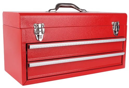 WEDO Portable Tool Box with Drawers, 18 with 2 Drawers and 1 Top Storage, Portable Toolbox with Metal Latch and Liner,For Garage, Office and Home Storage