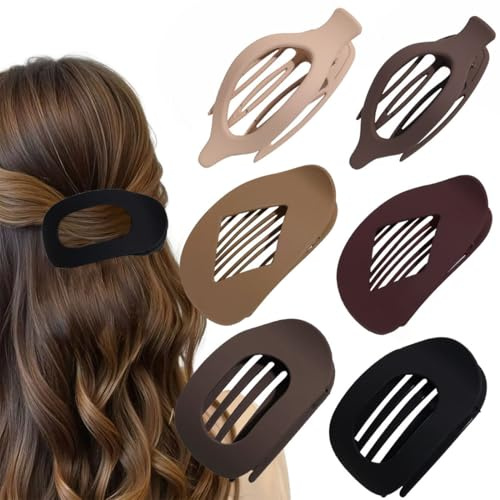 6 Pcs Pince à Cheveux Plate, 3 styles ergonomiques prise, Hair Clip pour Cheveux Épais & Fins, Élégantes Hair Clip pour Tous les Jours, Sport, Conduite, Tenue solide(Multicolore)