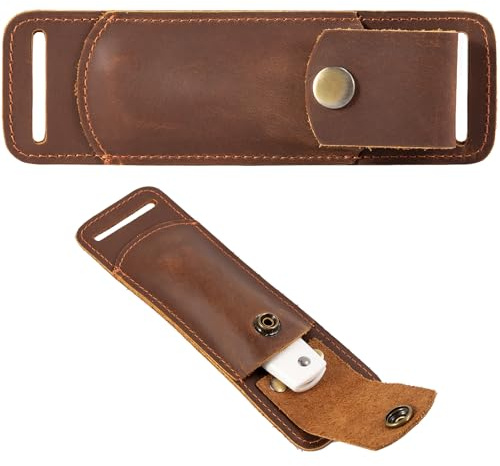 Leather Knife Sheath for Belt，Knife Holster，EDC Pocket Organizer Case Knife Sheath EDC Leather Sheath for Folding Knife (Brown)