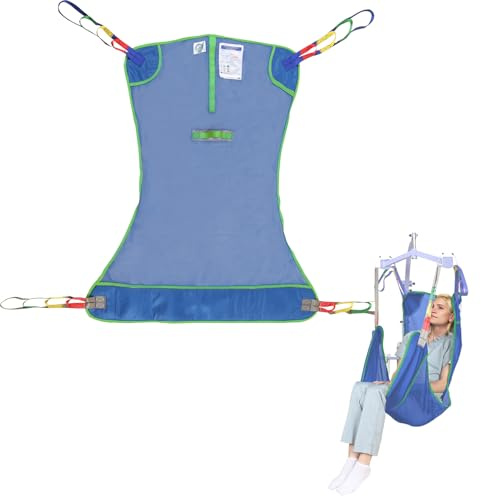 EZ Assistive Universal Full Body Hoist Sling for Patient Lift, Large Bariatric Hoist Sling for Elderly & Disabled Mesh Transfer Sling for Shower with 500lbs Weight Capacity (Blue, L)