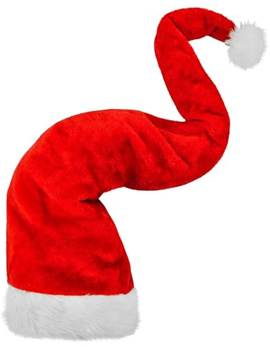 W WIDMANN MILANO Party Fashion - Cappello natalizio extra lungo, 125 cm, cappello di Babbo Natale in peluche per adulti