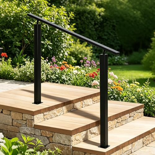 Pasamanos para escaleras, barandilla exterior, pasamanos negro, pasamanos para escaleras, pasamano exterior, pasamano exterior para escaleras, interior y exterior, balcón