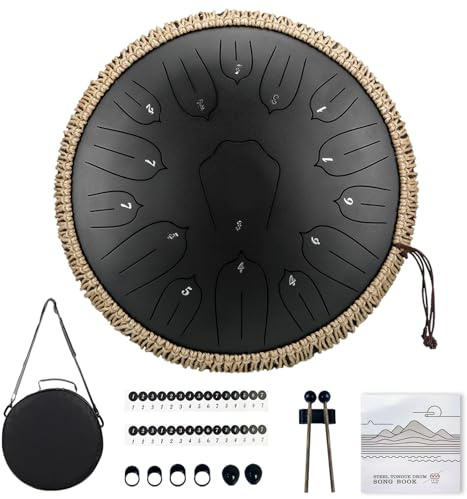 TUOKING Steel Tongue Drum 33cm 15 Noten Rain Drum for Outside D Key