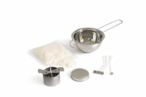 Generico Kit Candele Fai da Te Completo – Set per Creare Candele Artigianali con Cera, Contenitore in Metallo, Stoppini, Pentolino in Acciaio e Accessori – Ideale per Principianti