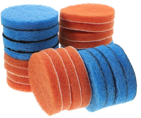 LALADEFIEE 24Pcs Round Scouring Pads Cleaning Brush Attachments for Drill, 65Mm Green and Blue Scrub Sponges Set for Kitchen, Car, and Household Cleaning Tasks