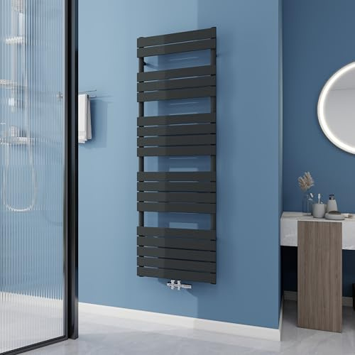 AICA Badheizkörper Heizkörper Handtuchheizkörper Handtuchhalter bad flach 1800x600mm Anthrazit Mittelanschluss Paneelheizkörper Handtuchwärmer Horizontal Badheizung