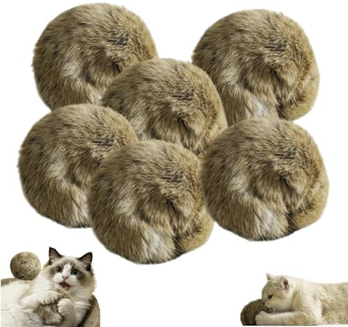 Kaninchenfellball Katzenspielzeug, 6 Stück Weiche Flausch Katzenbälle, Kunstkaninchenfell Katzenminze Interaktives Katzenspielzeug Bälle, Kleine Plüschbälle Für Katzen, Für Ruhiges Spielen, kauens