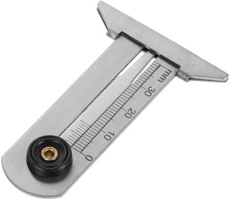 PACKOVE Calibro di Profondità del Battistrada Pneumatici in Acciaio Inossidabile 0-30 Mm, Strumento di Misurazione Preciso e Portatile per Auto, Veicoli a Due Ruote e Camion, Accessorio