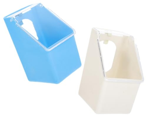 Amosfun Bird Feeding Cups and Pigeon Feed Box, 2Pcs Plastic Hanging Feeders with Covers, Single Hole Design for Parrots and Pigeons, Multi-Functional Water and Grit Container, for Coop