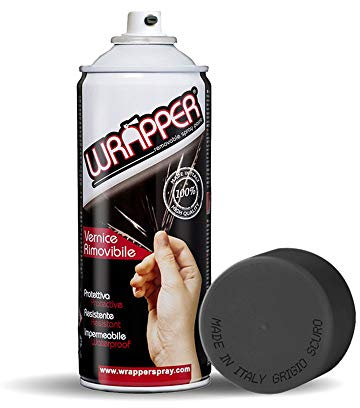 4R Quattroerre.it 16443 Wrapper Spray Grigio Scuro Opaco | Vernice Removibile per Carrozzeria | Pellicola Spray Protettiva UV e Anti-Graffio | Wrapping Liquido Made in Italy