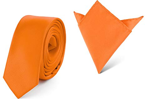 Ladeheid Herren Schmale Krawatte & Einstecktuch Set SP/P (150cm x 5cm, 22cm x 22cm)