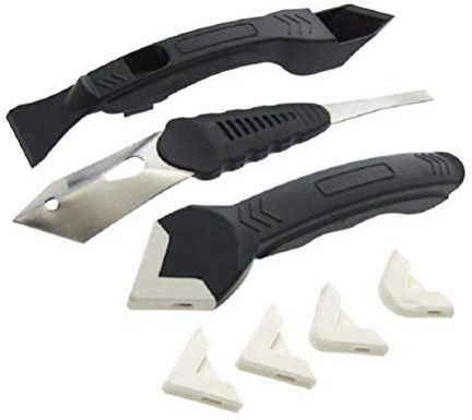 Dtacke 3Pcs Silicone Sealant Angle Scraper Silicone Grout Kit Remove Scraper Residual Scratch Tool