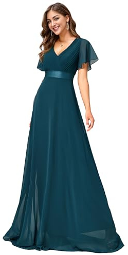 Ever-Pretty Vestiti da Cerimonia da Donna Alta Elasticità Scollo a V Linea ad A con Spacco Stile Impero 09890
