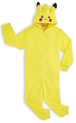 Pokemon Pikachu Onesie Girls Boys Pyjamas, kostym Anime Go Pikachu, djur cosplay huvtröja onesie, supermjuka onesies sovkläder för barn, officiell present för pojkar flickor