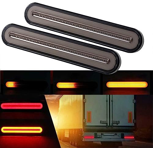 GSRECY Jaune et Rouge 100 LED Arrêt Dynamique Circulant Clignotants Frein Arrière Feu arrière Remorque Camion Van Camion (Pack de 2)