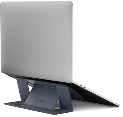 MOFT Laptop Stand for Desk, Lightweight Foldable Laptop Stand with 2 Adjustable Angles, Portable Vegan Leather Adhesive Computer Stand Compatible with MacBook 11-16, Space Grey