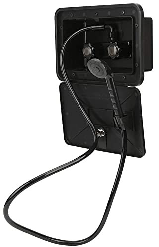 Outdoor Exterior Shower Box Kit,Exterior Shower Box Kit,Handheld Outside Shower Box,Hose Lock Accessory FIT for RV, Camper, Van, Travel Trailer, Motorhome and Boat, Black