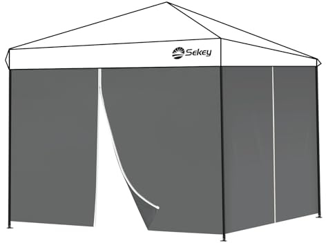 Sekey 2 pièces Parois Latérales Pour Tonnelle 3x3 Étanche & Résistante À L’Hiver, Parois Latérales Pour Tonnelle Chapiteau De Fête Jardin 3x3m, 2 Portes, Gris