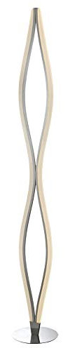 Stehleuchte LED Modern Design Wohnzimmerlampe stehend Stehlampe silber, geschwungen Schalter, 1x LED 30,8W 2156Lm warmweiß, H 146,5 cm