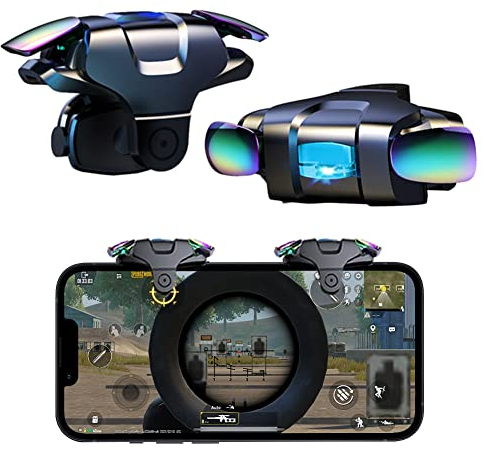 Ozkak Contrôleur de Jeu Gachette Mobile, Tir Rapide Clic à Haute Fréquence Automatique 5 Niveaux, L1R1 Déclencheur Trigger Tirer Téléphone Portable Gamepad Joystick pour PUBG Android et iOS