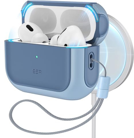 ESR Hülle für AirPods Pro 2/1, für MagSafe, Hybrid Sturzschutz, Blau | Magnetischer Deckel, Case mit USB-C/Lightning, kompatibel mit AirPods Pro 2/1 Gen. (2023/2022/2019), Orbit Hybrid Serie