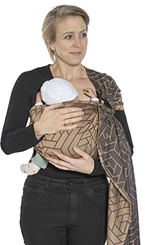 SCHMUSEWOLKE Ring Sling Baby-Tragetuch Hybrid - BIO-Baumwolle mit Modal und Seide - Babysize Toddlersize Neugeborene und Kleinkinder - Design Graphic Copper