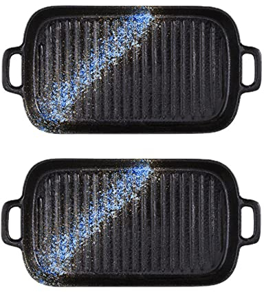 Lot de 2 moules à tarte rectangulaires en porcelaine, joli gâteau, assiette à tarte en porcelaine pour la cuisson, plat de cuisson à tarte en porcelaine pour Thanksgiving et le dîner de Noël,Bleu (B
