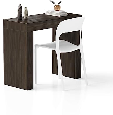 MOBILI FIVER, Schreibtisch Evolution 90x40, Nussbaum Dunkel mit zwei Beinen, Made In Italy