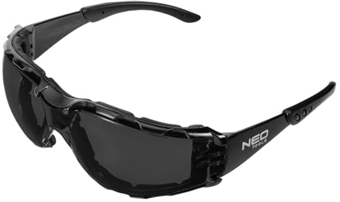 NEO TOOLS Schutzbrille Arbeitsschutzbrille mit Schaumstoffeinlage Schlagfest UV - und Seitenschutz - in verschiedenen Ausführungen (mit Schaumstoffeinlage, getönte Gläser, Widerstandsklasse FT)