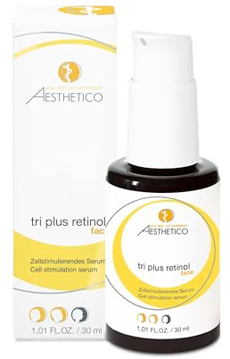 AESTHETICO tri plus retinol, 30 ml | Intensiv korrigierendes Serum, mit Retinol, Retinylpalmitat und Bakuchiol, verbessert die Hautstruktur und mindert Fältchen