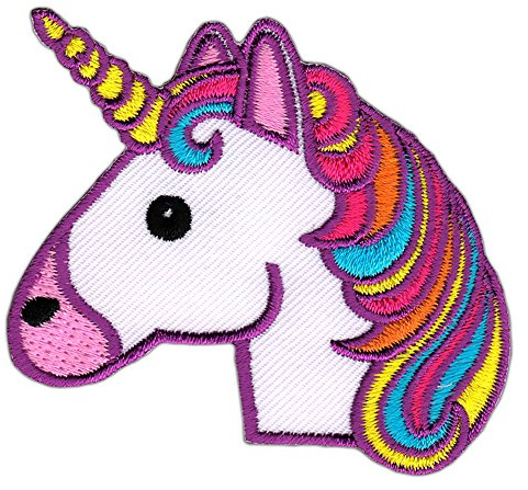 Einhorn Kopf Lila Aufnäher zum aufbügeln oder aufnähen Bügelbild Aufbügler für Kleidung gestickter Bügelpatch Applikation Patch Größe 5,7 x 6,6 cm