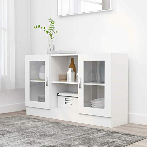 TANZEM Vitrinenschrank Weiß 120x30,5x70 cm Holzwerkstoff, Vitrine, Schrank Regal, Sammlervitrine, Schmuckvitrine, Manga Regal