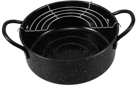 HEMOTON Kleine Japanische Haushalts-frittierpfanne Aus Eisen Mit Filter Induktionsherd-geeignet Energiesparend Spülmaschinenfest Mit Abnehmbarem Abtropfgestell Für Knusprige Tempura Und Hä