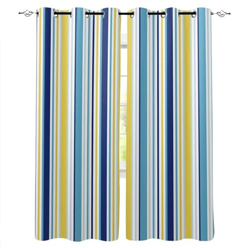 ZDLLDZ Bunt gestreifte Textur Verdunklungsvorhänge für Wohnzimmer, Kinderzimmer, Fenster, Vorhang, Balkon, Flur, individuelle Lange Vorhänge, 100 x 300 cm (B x H) x 2